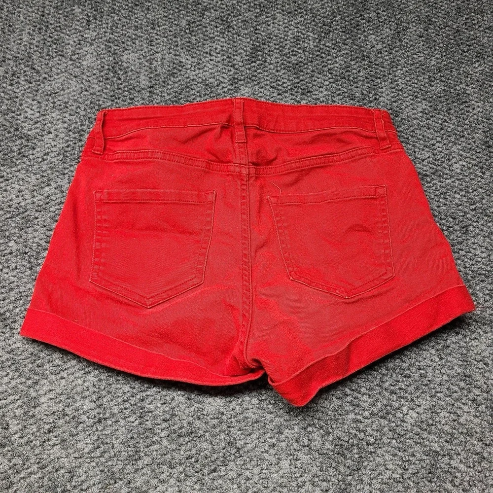 H&M Denim Cuffed Red Shorts Sz 4 July 4th Mini Shorts Twee Preppy Americano